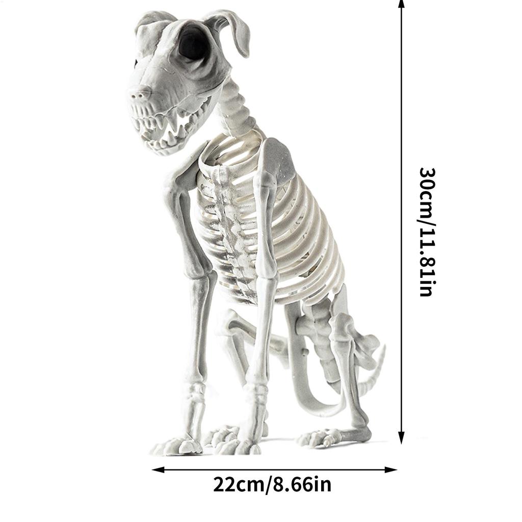 Realistic Halloween Skeleton Dog Scary Sitting Dog Skeleton Statue Animal Skull Bone Art Ornaments for Party haunted house props