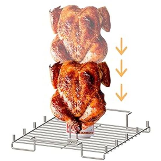 Держатель для курицы из пивной банки из нержавеющей стали для гриля Подставка 4-в-1 с 10 отделениями для куриных крыльев/подставки для ног/шашлыков для барбекю для вечеринок на открытом воздухе
