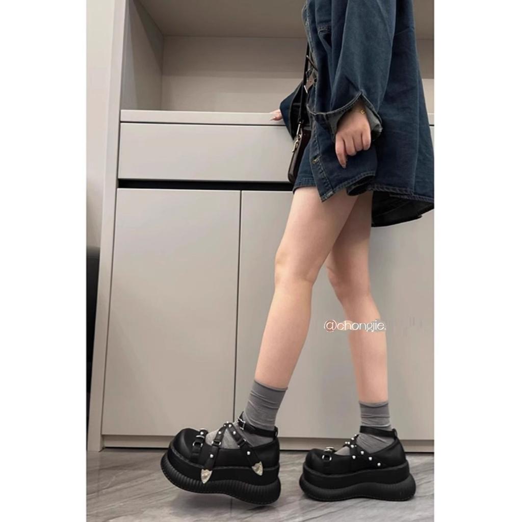 Yang Mi Same Shorty Le Mary Jane Shoes Women's 2025 New Thick-soled Heightening Small Leather Shoes Casual Versatile Single Shoes