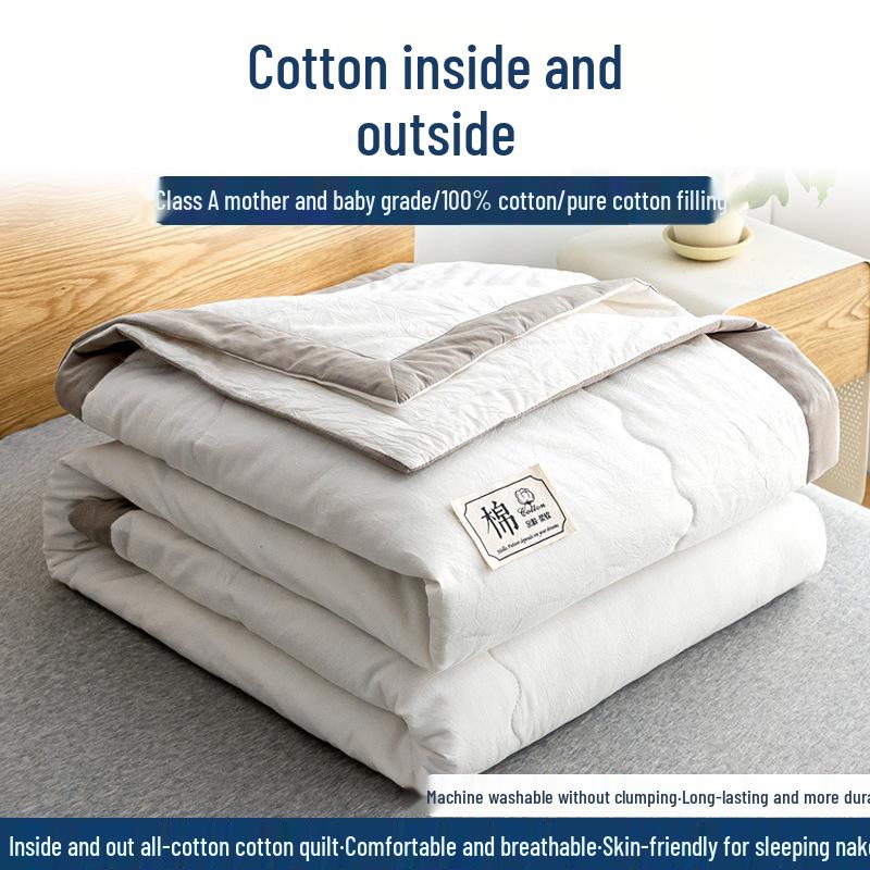 Стиганое одеяло из чистого хлопка - Мягкое, Легкое, Дышащее, Идеально для лета, Доступно в односпальном и двуспальном размерах.