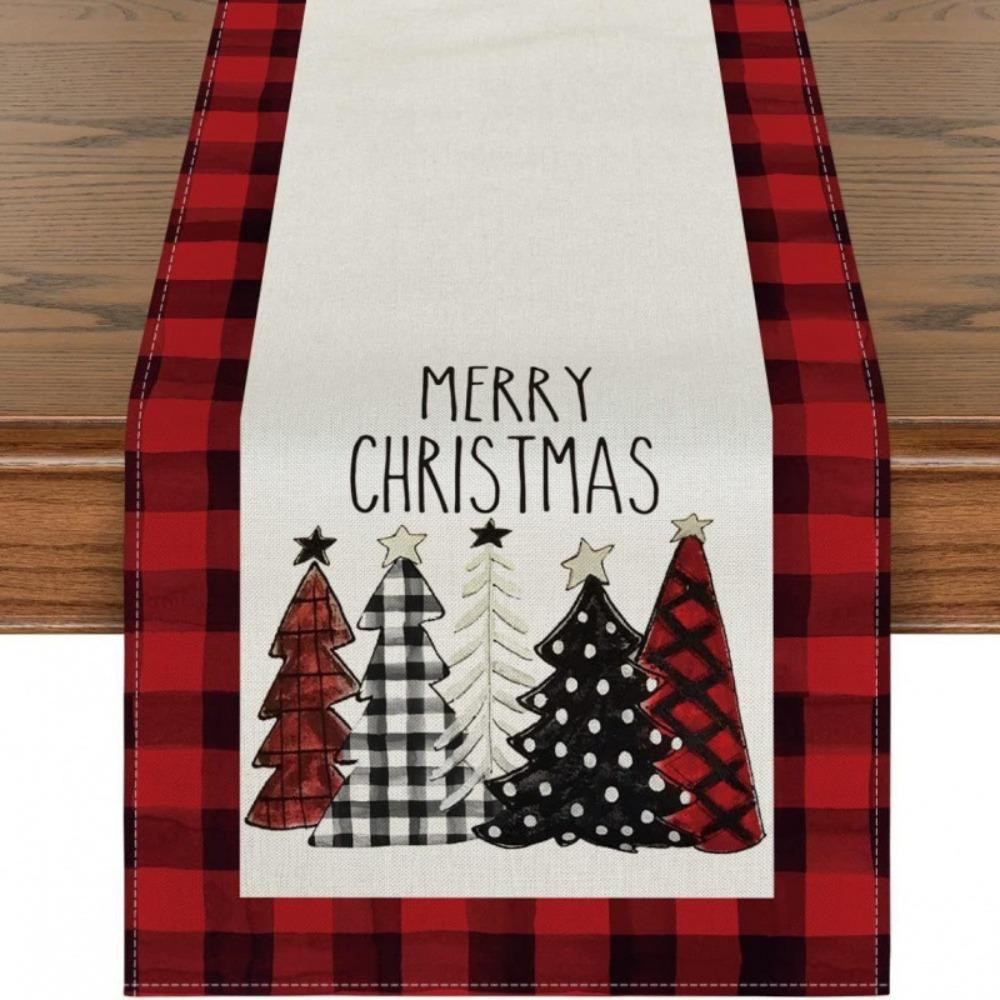 Праздничная скатерть-дорожка Рождественское украшение Принт Льняная настольная салфетка Маленькая накидка на обеденный стол
