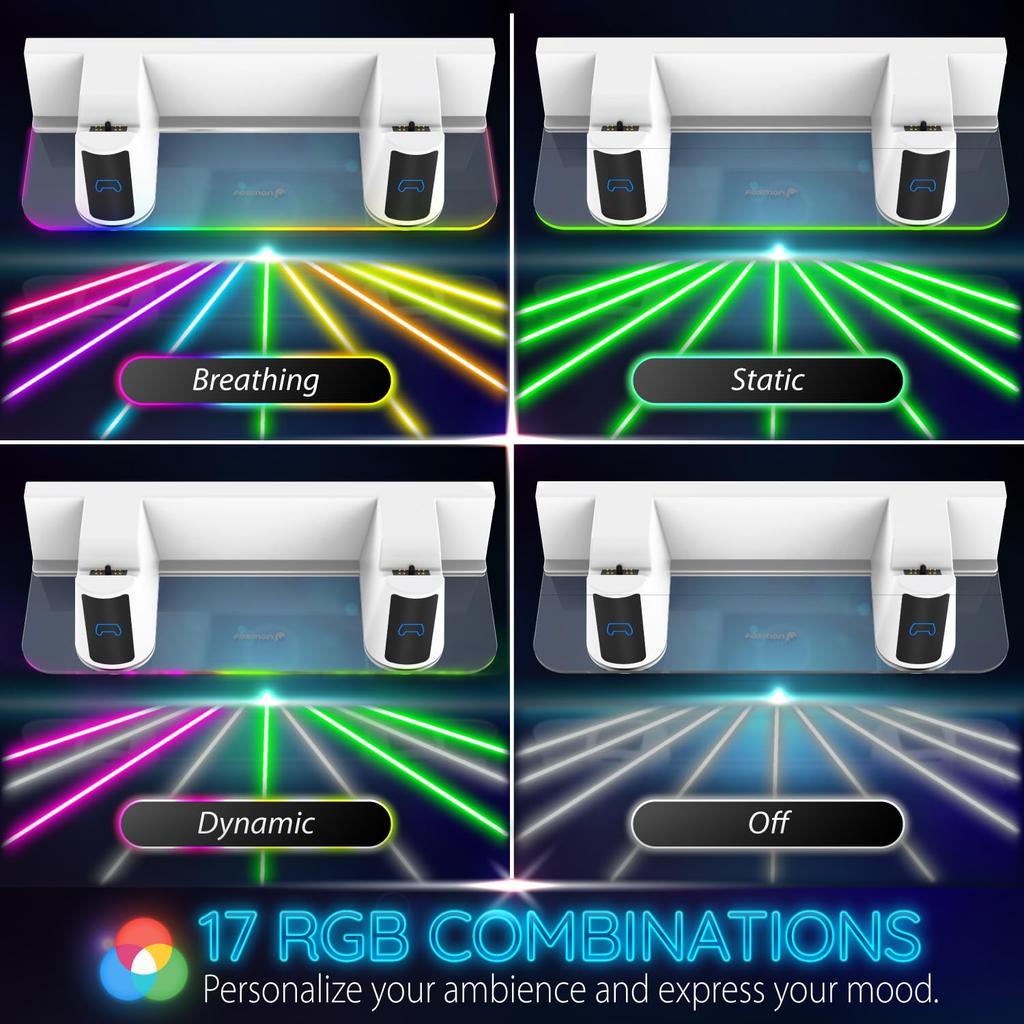 Fosmon PS5 Wall Mount Kit with Charging Sturdy Metal Removable Controller and RGB LED Light Compatible with PlayStation 5 and PS5 Slim 5 Pro White