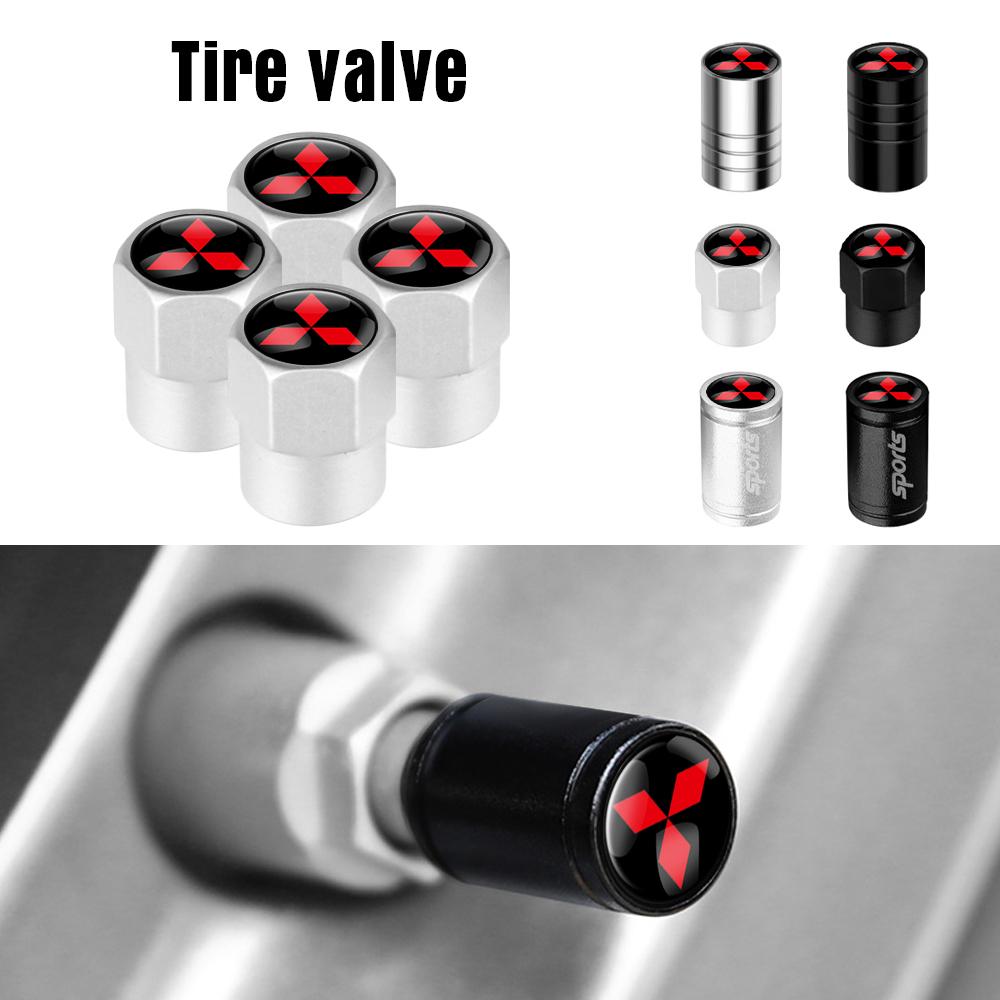 4Pcs Car Metal Wheel Tire Valve Caps Dust Accessories For Mitsubishi 9 Ralliart EX ASX L200 Colt Outlander Pajero Lancer Eclipse