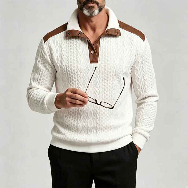 Men S Vintage Casual Stand Collar Knit Sweater Autumn Spring Heavyweight Top