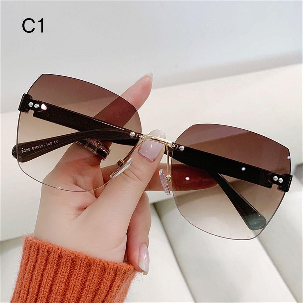 Ladies Eyeglasses Vintage Women Shades Frameless Sun Glasses Rimless Sunglasses Gradient Sunglasses