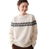 2025 Autumn/Winter Women's Thickened Cashmere Jacquard Slim Fit Knitwear Long Sleeve Round Neck Sweater