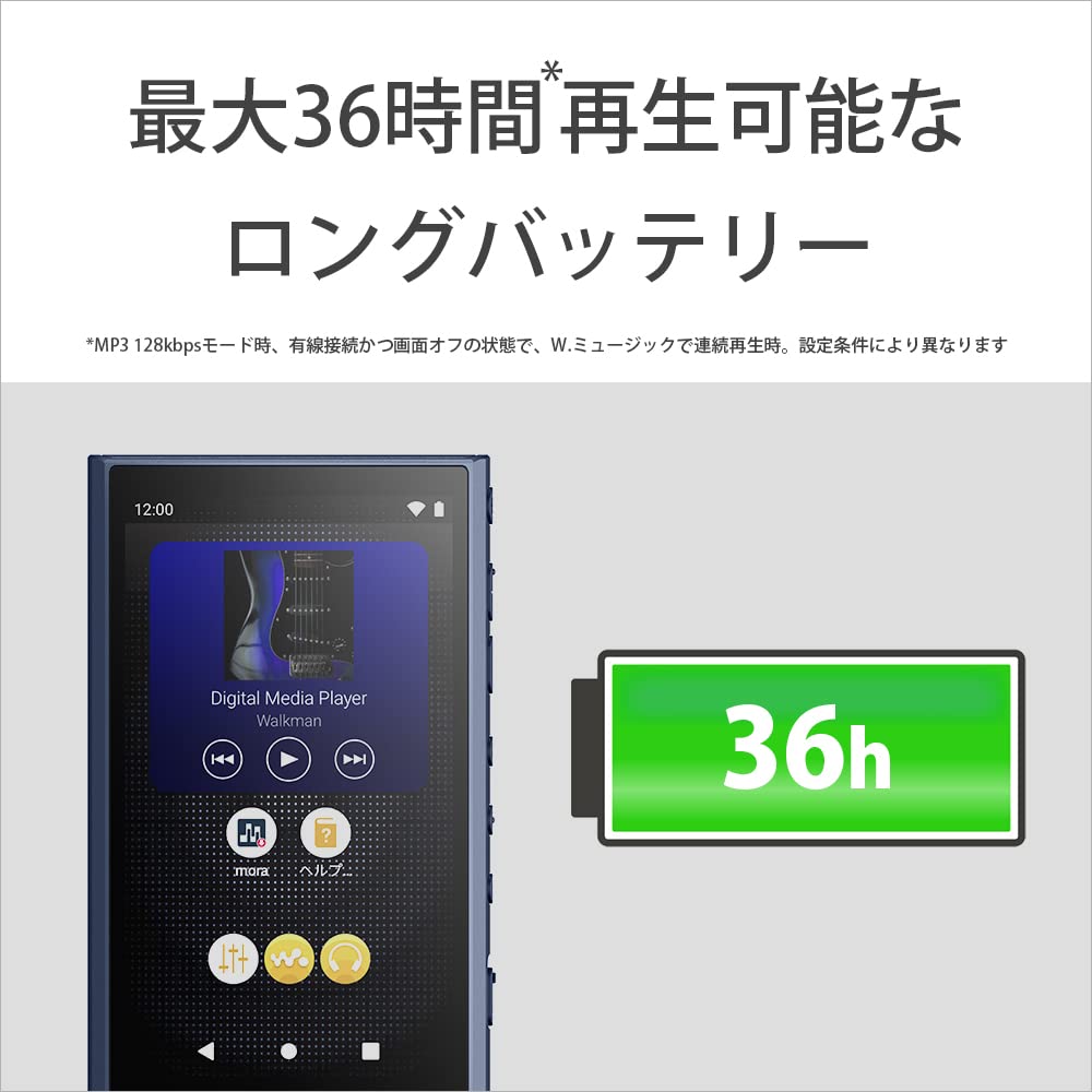Sony Walkman 64 ГБ серии A300 Совместимость с беспроводным HD-кодеком Сенсорная панель До 36 часов непрерывного воспроизведения Модель воспроизведения 360 Reality Audio Синий