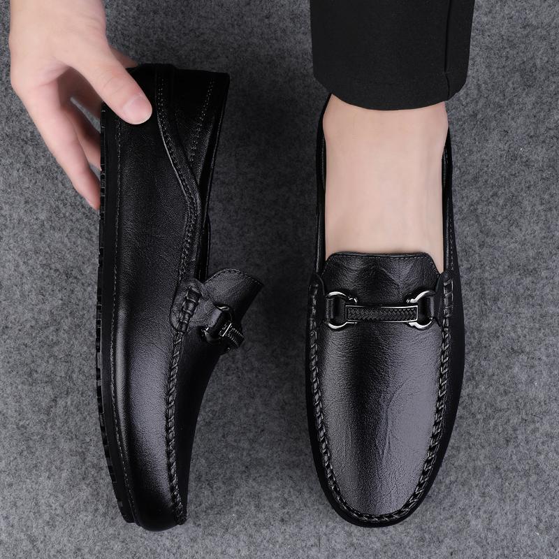 All-match Mens Slip On Casual Shoes New Brand Mens Leather Loafers Classic Men Shoes for Wedding Outdoor Male Comfortable Flats
