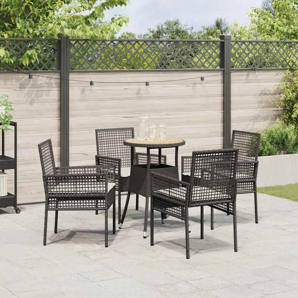 Garden Dining Set 5 pcs Black Poly Rattan