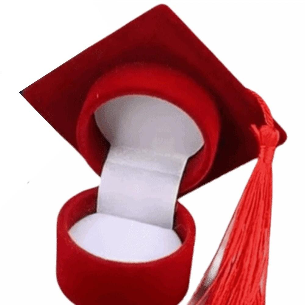 Velvet-Lined Graduation Cap Jewelry Box Phd Cap-Shaped Graduation Ring Box Presentation Box