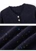Women's Sweet Style Dot Yarn Round Neck Cashmere Cardigan with Lace Trim