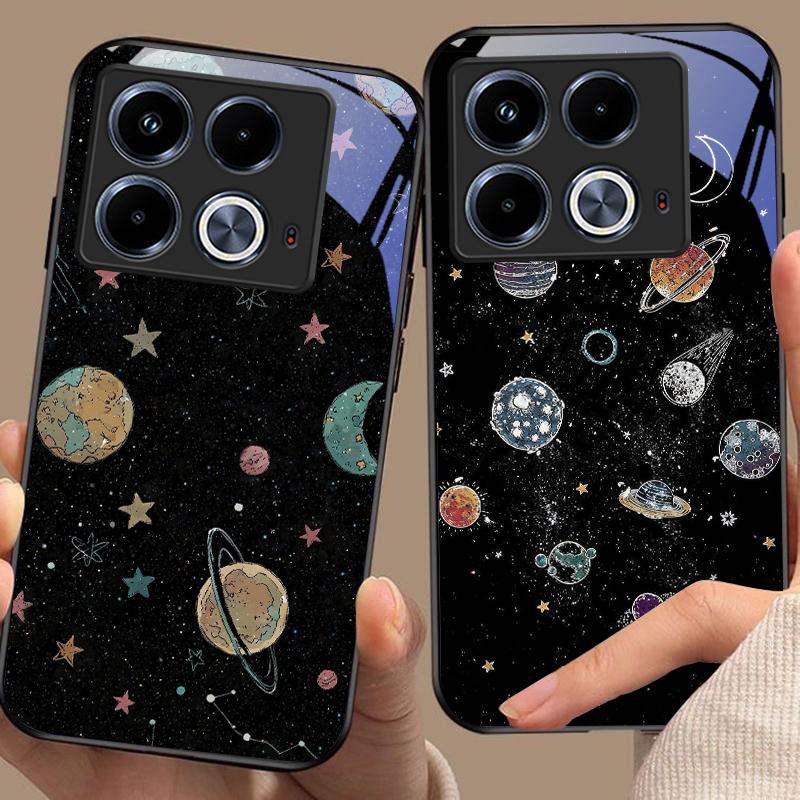 Чехол для телефона из закаленного стекла Astronaut Planet для Infinix Note 40 4G 30i 12 G96 Smart 8 Hot 9 Play 10 11S 12 20i 50 Pro Plus 5G