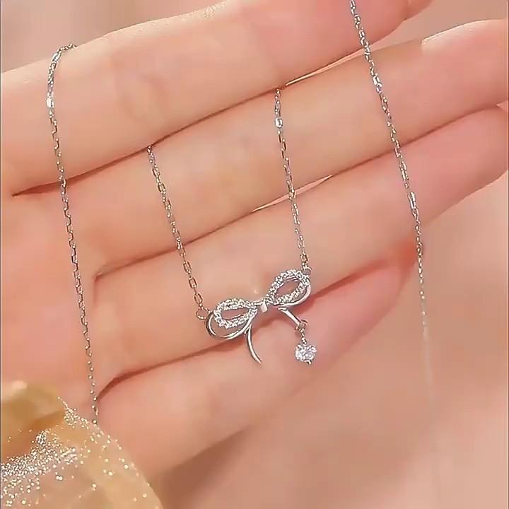 Ожерелье с подвеской в виде полого банта для женщин Ins Temperament, универсальная и свежая, высококачественная цепочка на ключицу