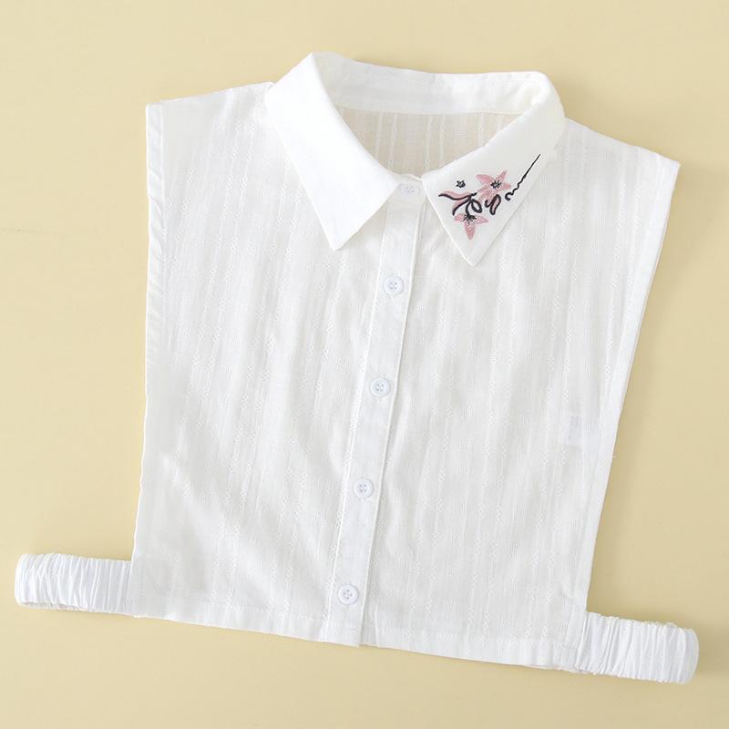 Women XL Floral Half Shirt Neckwear Fake Collar Ladies Vintage Detachable Collars White False Collar Lapel Woman Decoration