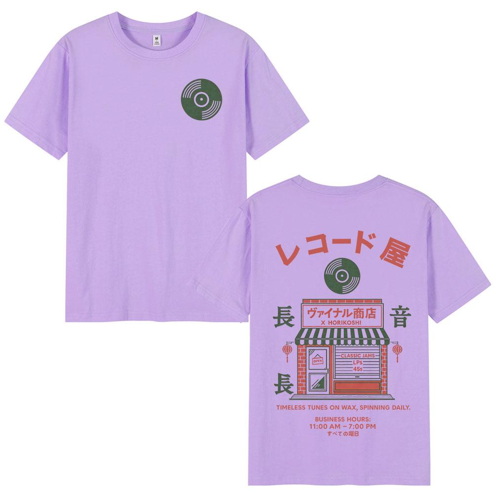 Vinyl Hub Japanese Record Store Graphic T Shirts Unisex Women Clothing Short Sleeve 100 Cotton Casual T Shirt Harajuku Streetwear