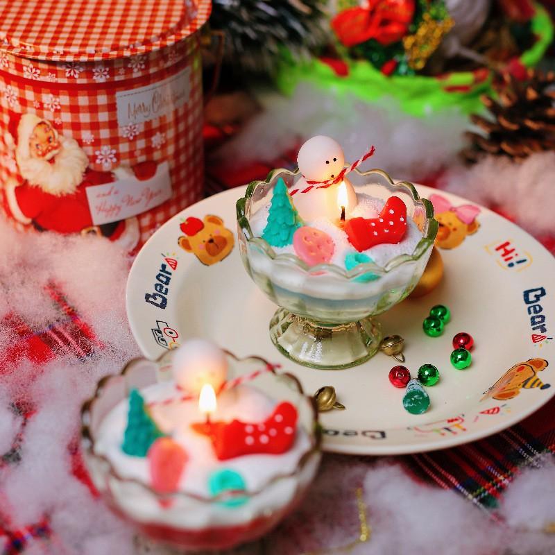 Handmade Scented Candle In Glass Jar Shaped Like Mini Dessert Cake Christmas Gift Box Wedding Favor
