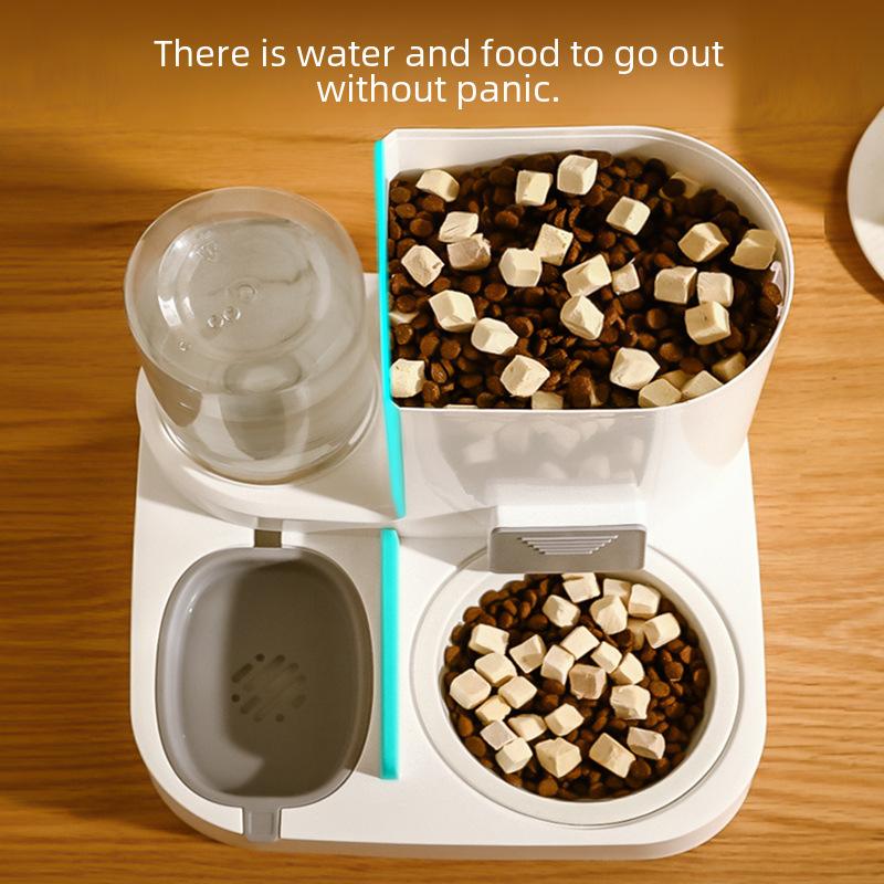 Automatic Cat Feeder Water Fountain, Pet Food Dispenser with Water Bowl, for Cats and Small Dogs