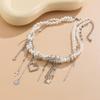 Retro Style Mulitilayered Pearls Necklace Heart Tassel Necklace  Daily Wear