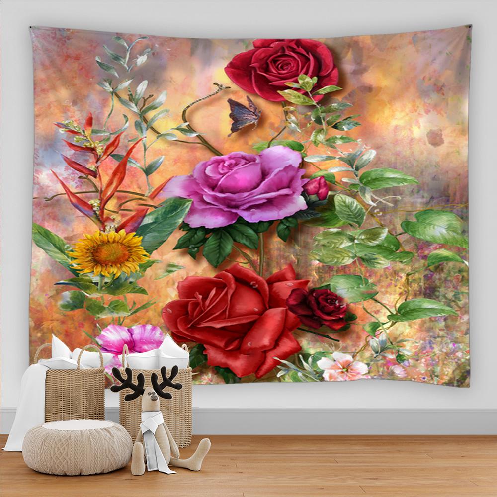 3D Colorful Flower Tapestry Beach Wall Tapestry Psychedelic Home Living Room Background Wall Fabric Decorative Tapestry