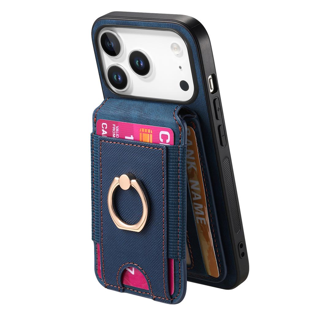 For iPhone 17 Pro Case Compatible with MagSafe Leather Back Cover with Detachable Card Holder Kickstand