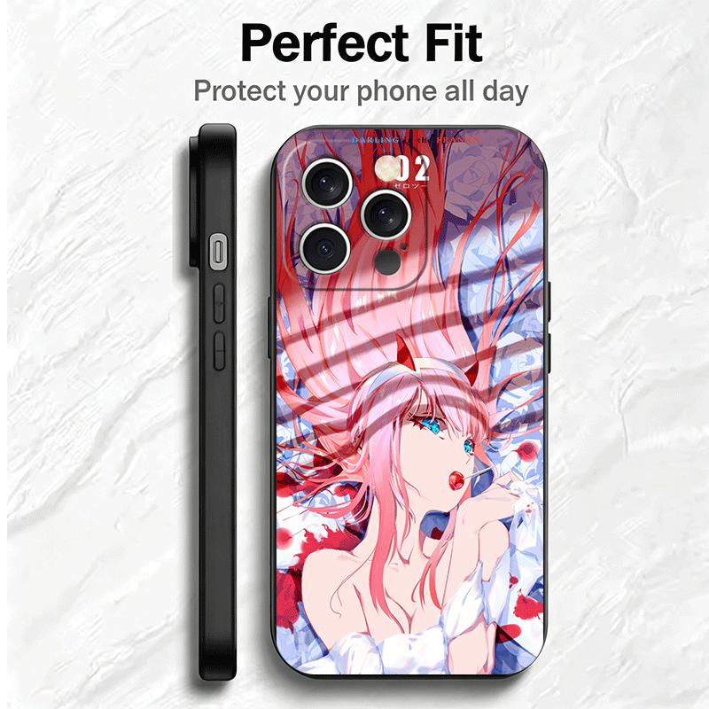 Дорогая Зеро Ту 02 Аниме Мягкий Чехол для Телефона для iPhone 16 16E 17 Air 15 Pro Max 14 Plus 13 Mini 11 12 7 Черный Чехол Задняя Панель