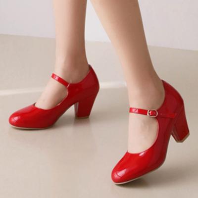 Женские туфли на каблуке Мэри Джейн Модные Розовые Черные Белые Красные Желтые Туфли для вечеринки Свадебные туфли Женские туфли-лодочки Большой размер 45