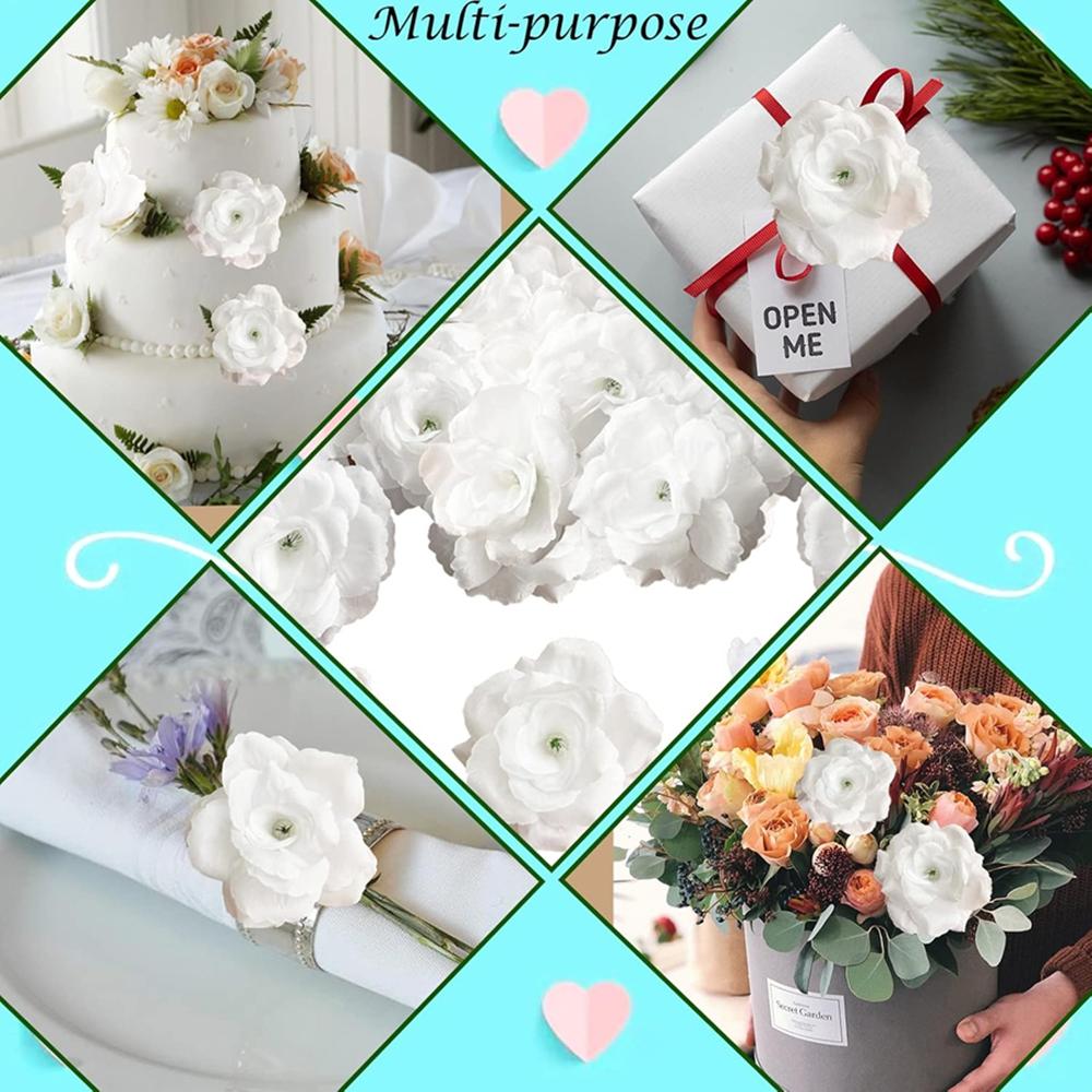 50/100pcs Artificial Flowers Rose Wedding Home Festival Decor Bridal Outdoor Garden Yard Flower Head DIY Headwear Gift Candy Box