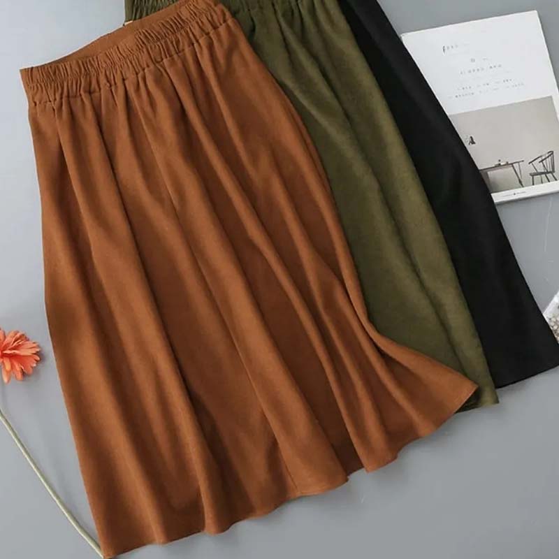 Винтажная женская юбка трапециевидного силуэта с высокой талией, эластичная плиссированная юбка средней длины на шнуровке, весна и осень