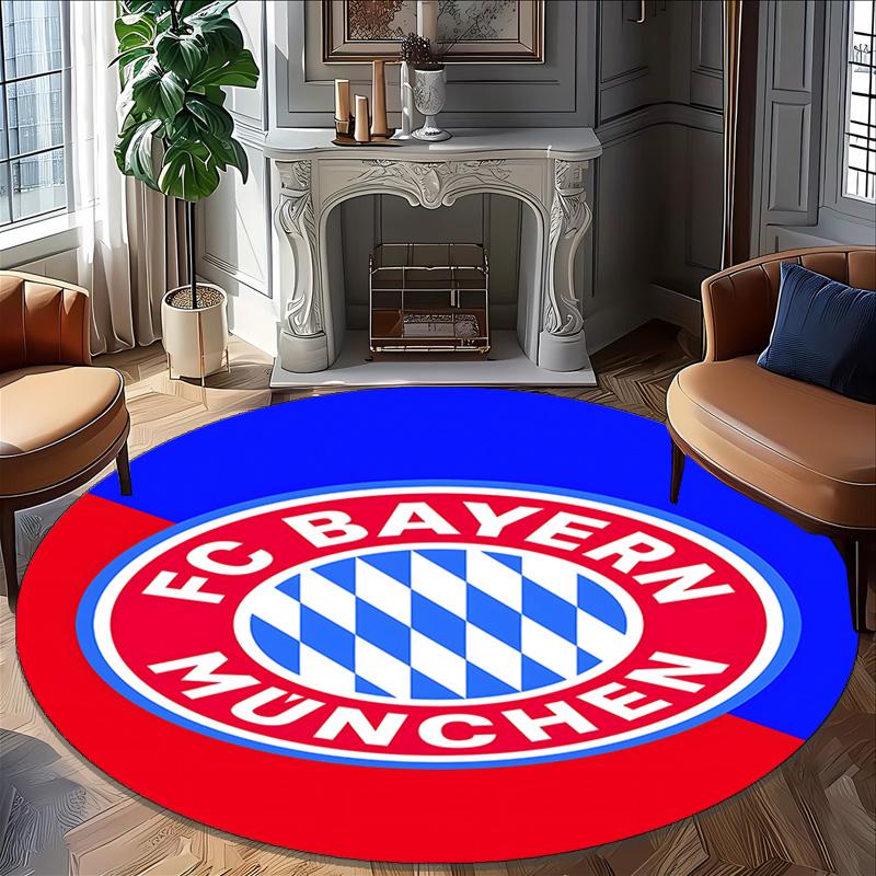 1pc B-Bayern Munich Carpet, Round Rug, Comfortable, Suitable for Entryways, Living Rooms, Office, And Bedrooms, Christmas Decoration