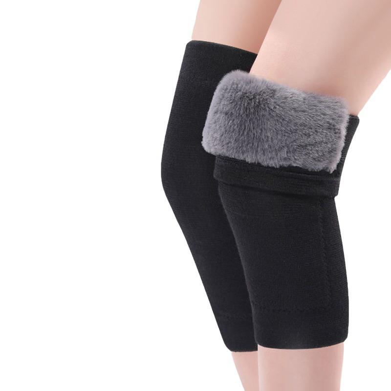 Warm Autumn/Winter Knee Pads: Imitation Rabbit Fur, Velvet-Lined, Thick Sports Leggings for Cold Weather