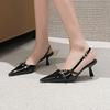 Модные сексуальные туфли-лодочки с острым носком, женские сандалии, летняя новая обувь 2025, слинбэки, вечерние шлепанцы, женские туфли для платья, брендовые туфли с пряжкой, Mujer