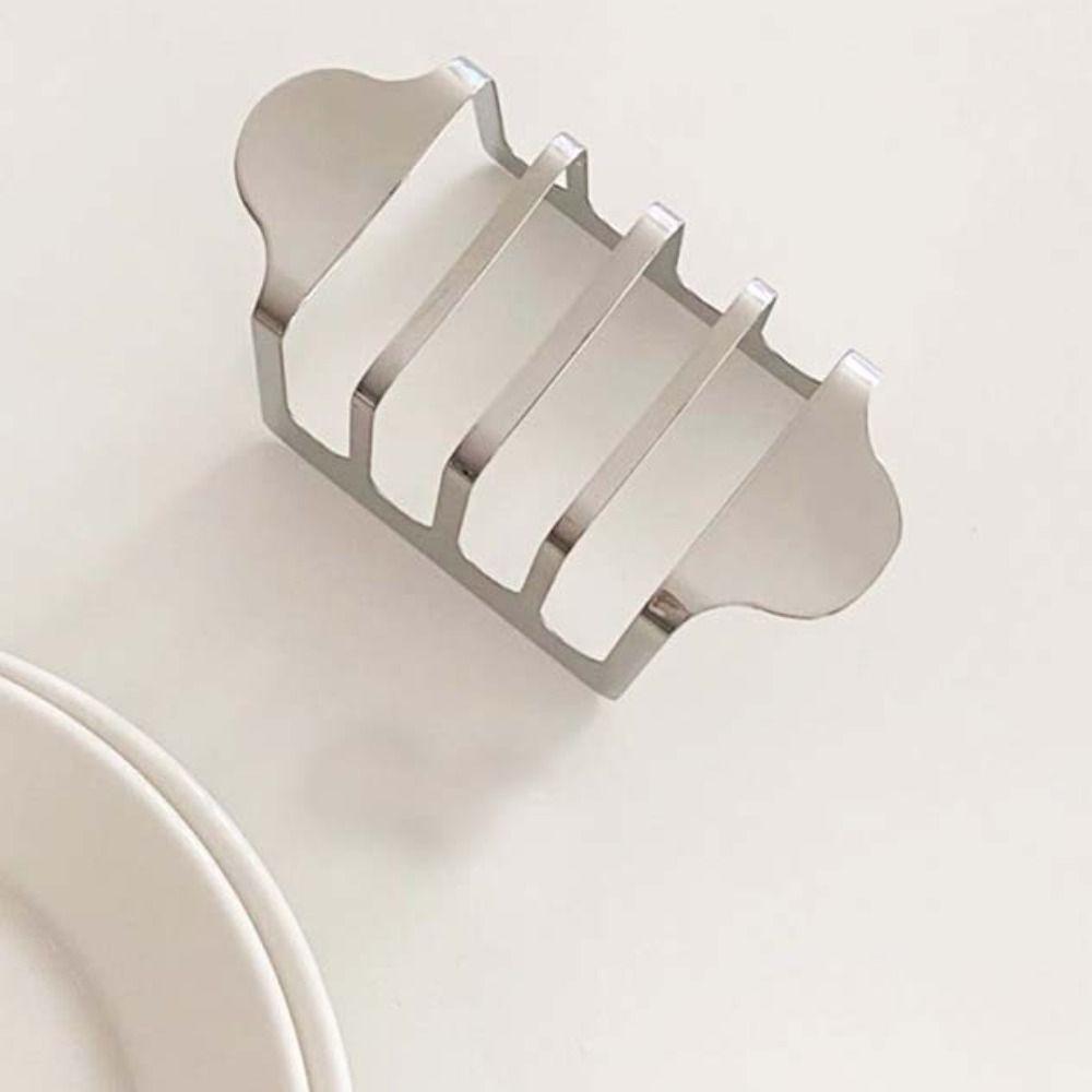 4 Slices Toast Holder Rust-proof Bread Stand Stainless Steel Toast Rack Restaurant