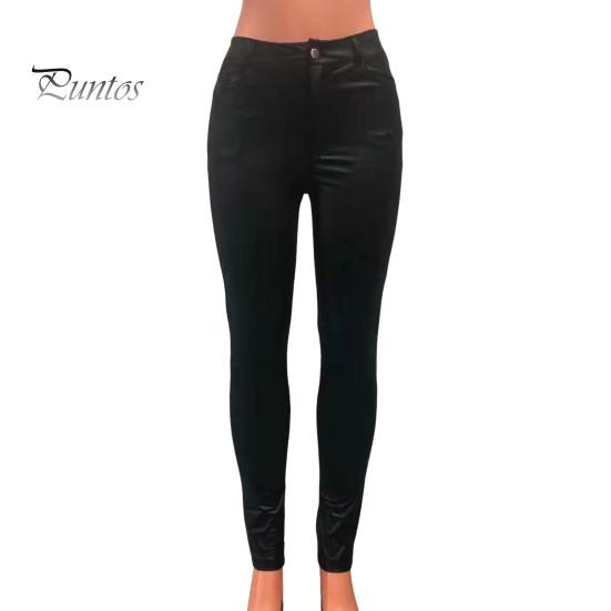 Леггинсы из искусственной кожи на пуговицах и молнии, женские брюки средней посадки с карманами, однотонные облегающие брюки небольшого кроя, брюки-карандаш