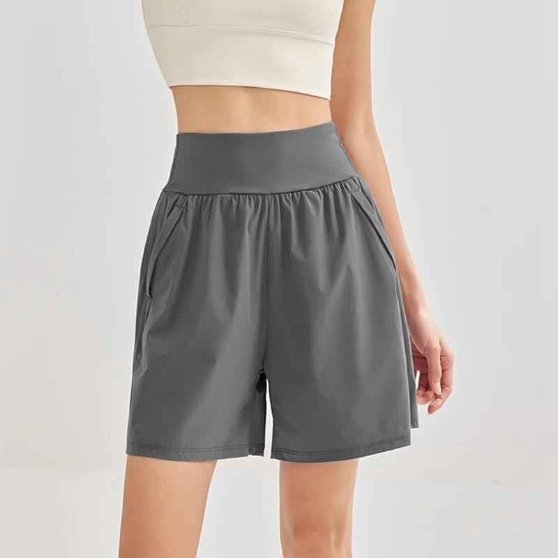Женские спортивные шорты с высокой талией, свободные, дышащие, быстросохнущие, для фитнеса