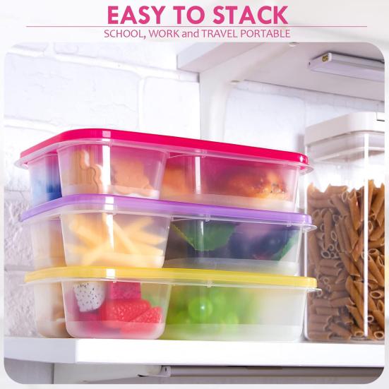 7 шт. штабелируемая коробка для бенто для обеда с 3 отделениями для взрослых, детей, многоразовая пищевая коробка для завтрака для сэндвичей, фруктовых закусок, портативная еда на открытом воздухе