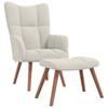 Cream White Velvet Relaxation Armchair with Footstool