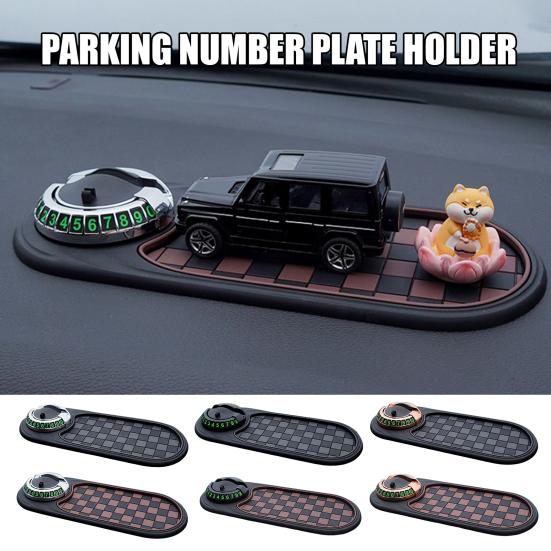 Автомобильный противоскользящий коврик, универсальный держатель для телефона, нескользящий коврик для приборной панели с парковочным номером, органайзер для приборной панели автомобиля