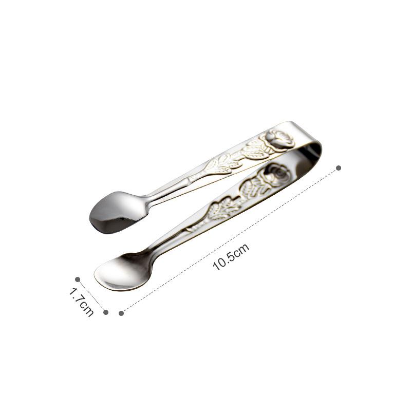 Rose Pattern Mini BBQ Food Clip Tongs 304 Stainless Steel Ice Cube Holder Cooking Grill Fruit Salad Clamp Kitchen Accessories