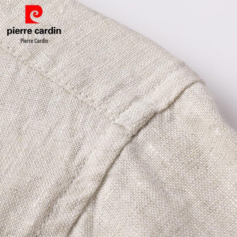 Мужская рубашка Pierre Cardin, 100% лен, китайский стиль, с воротником-стойкой, с коротким рукавом
