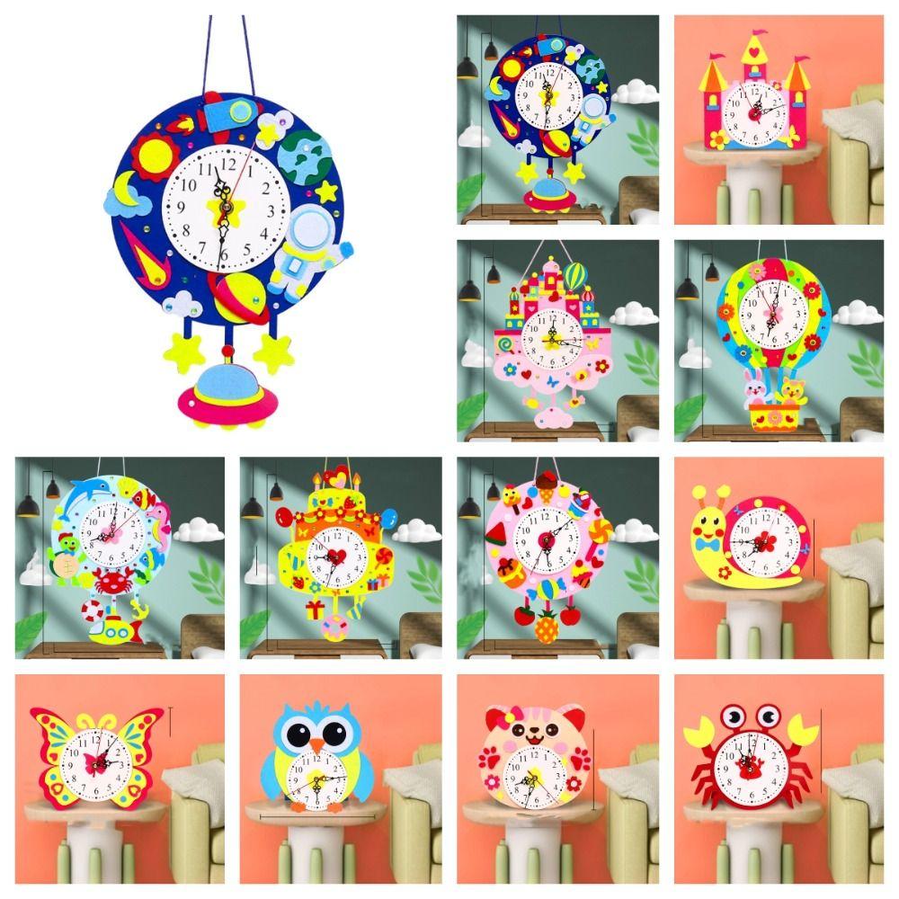 DIY Puzzle DIY Clock Toys Cartoon Clock Time Teaching Aid Cognition Clocks Toys Baby DIY Toys