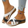 New Women's One-Strap Sandals Versatile Color-Block Fish-Mouth Thick-Soled Wedge Slippers