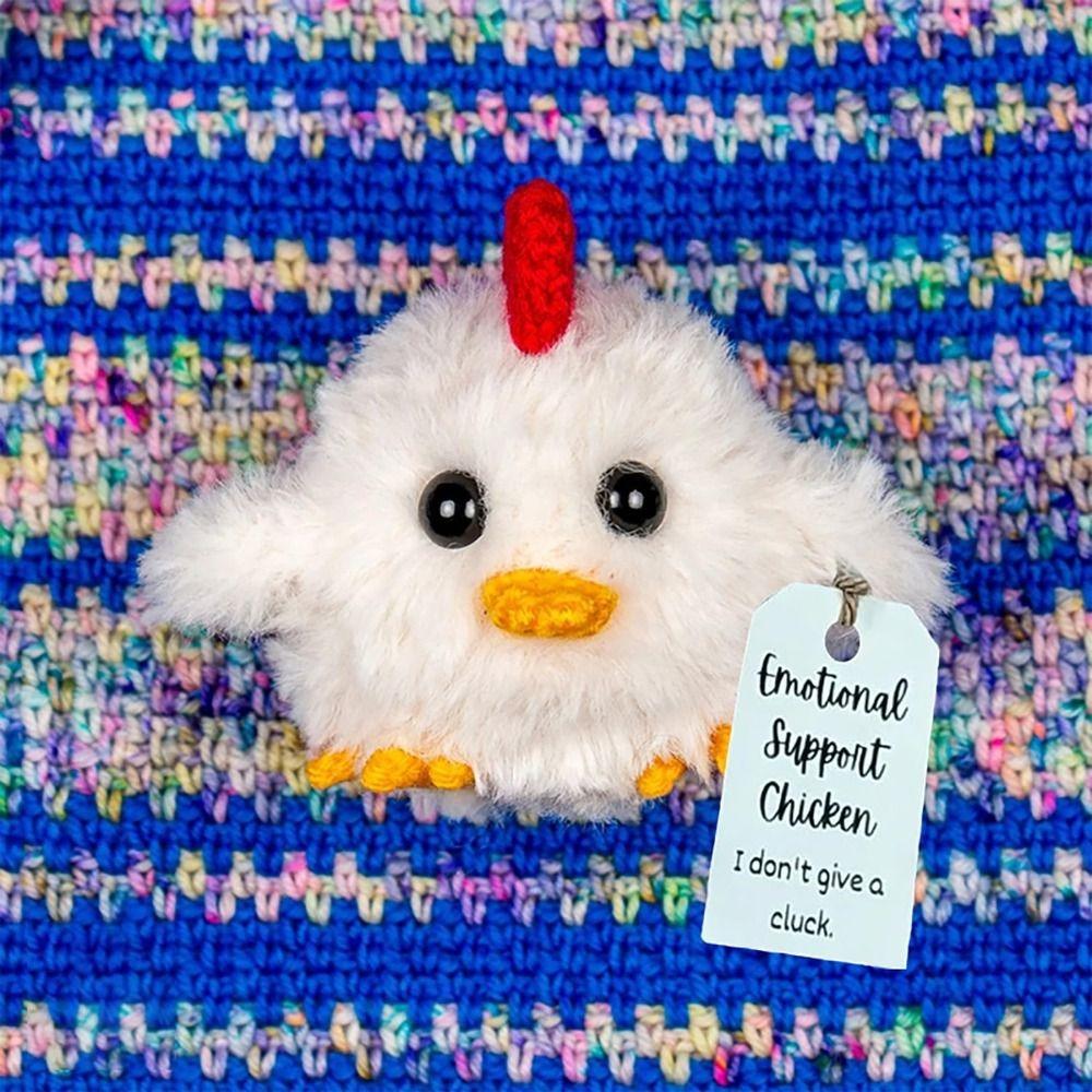 Cute Positive Knitting Chicken Doll Handmade Plush Animal Figures for Friends Kids