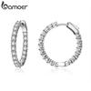 BAMOER Classic New Silver Color Round Circle Luminous Cubic Zirconia Stud Earrings