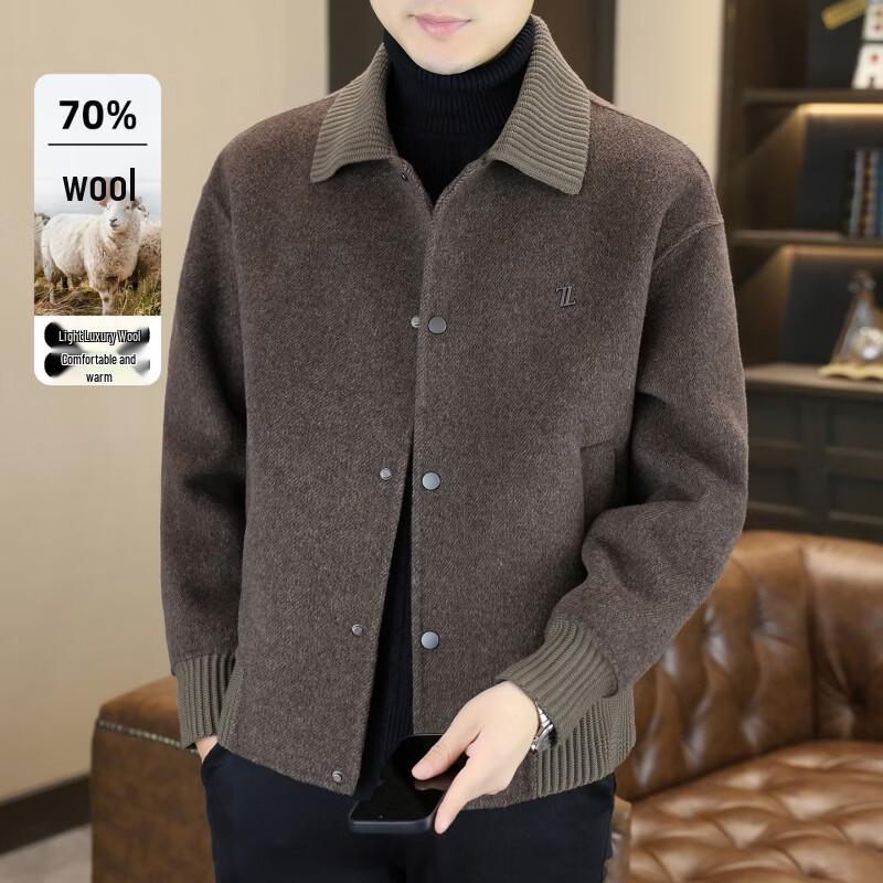 ROMON Men's Double-Sided Wool Blend Casual Business Jacket