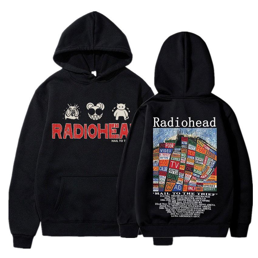 Radiohead Vintage Print Hoodie Hip Hop Rock Band Hail To The Thief Music Album Men's Sweatshirts Streetwear Tracksuit Oversize