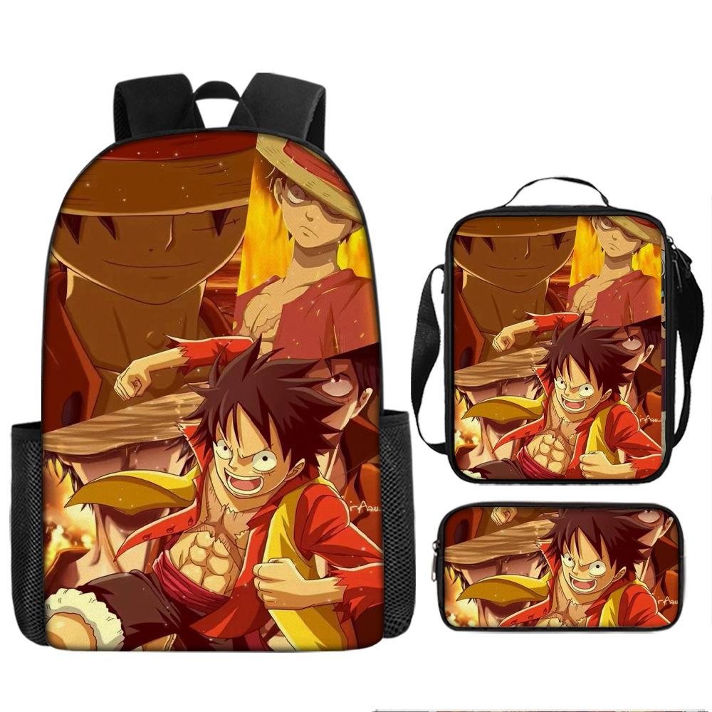 Анимация ONE PIECE школьный рюкзак из трех частей игровой периферийный рюкзак большой вместимости для ученика средней школы для улицы, кампуса, сумка для компьютера