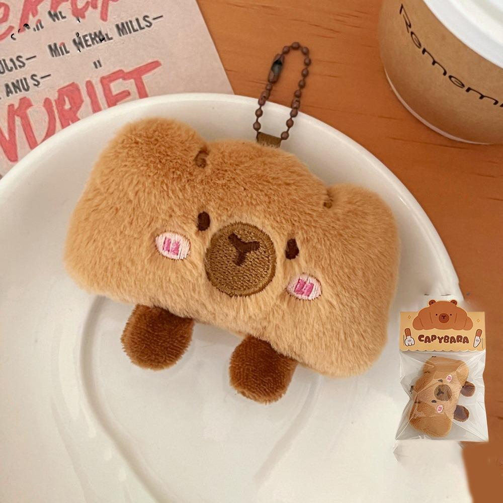 Croissant Capybara Pendant Decoration Plush Bread Key Chain Cute Bag Pendant Unisex