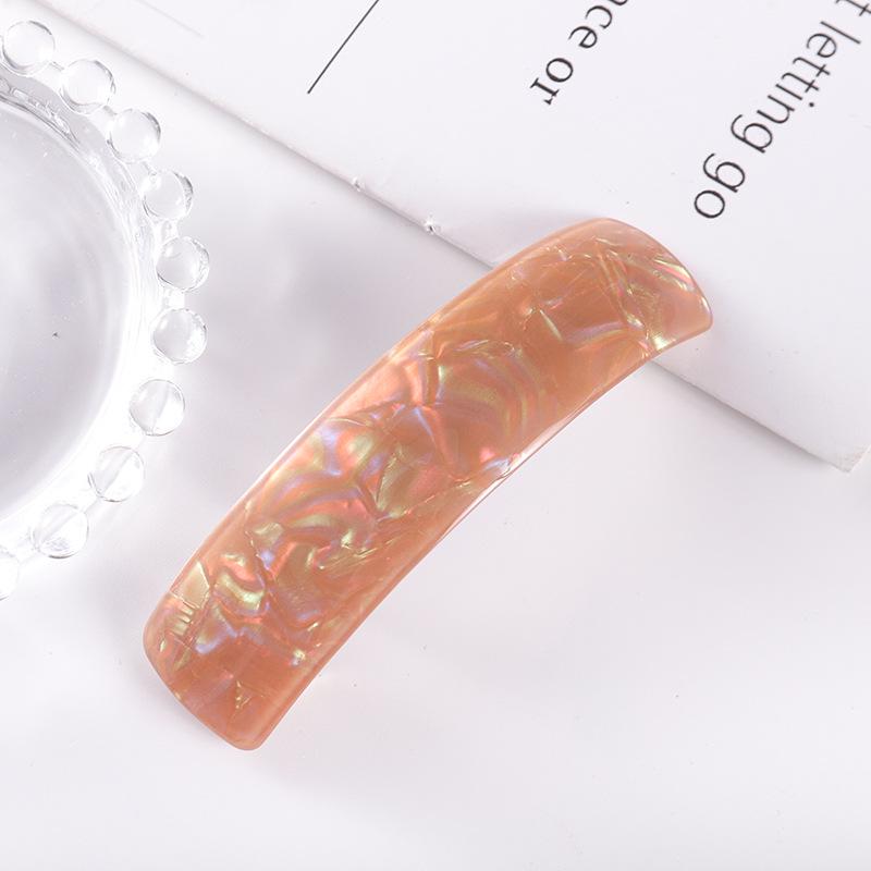 Korean Trendy Acetate Plaid Hair Clip - Colorful Curved Design for Bangs