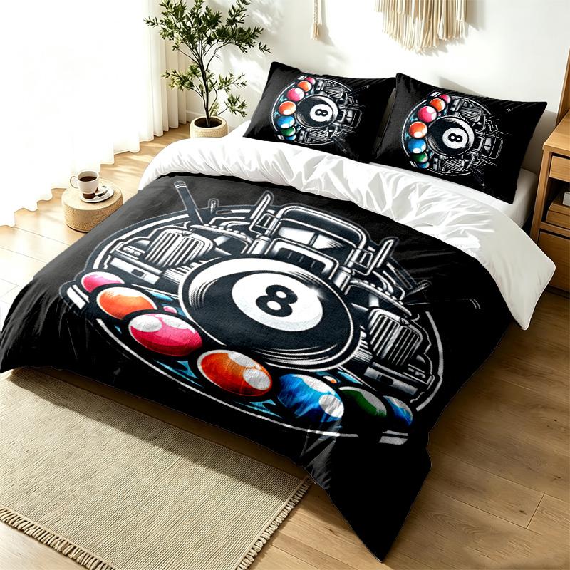 8ball 3pc Duvet Cover Set Simple Modern Bedding Set Wrinkle Resistant Soft Fabric All Season Use a perfect gift