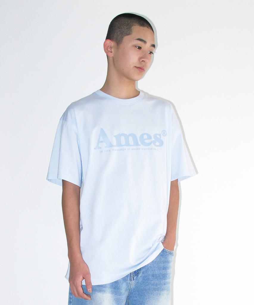 AMES-WORLDWIDE Базовая футболка с логотипом Небесно-голубая